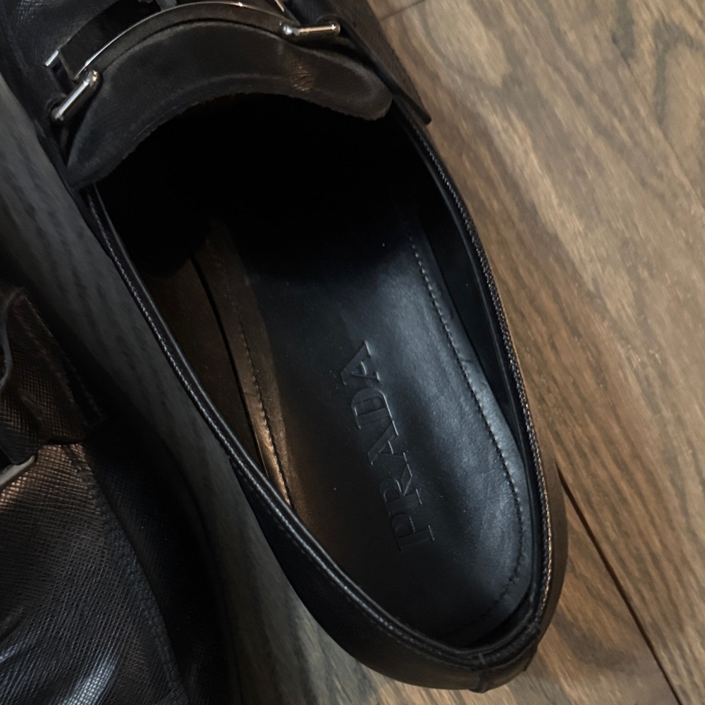 Prada Men's Black Leather Slip-On Loafers - Picture 7 of 9